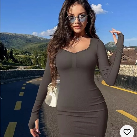 OQQ S 2-pack cream & black ribbed sweetheart neckline shapewear thumbhole mini - Picture 1 of 10